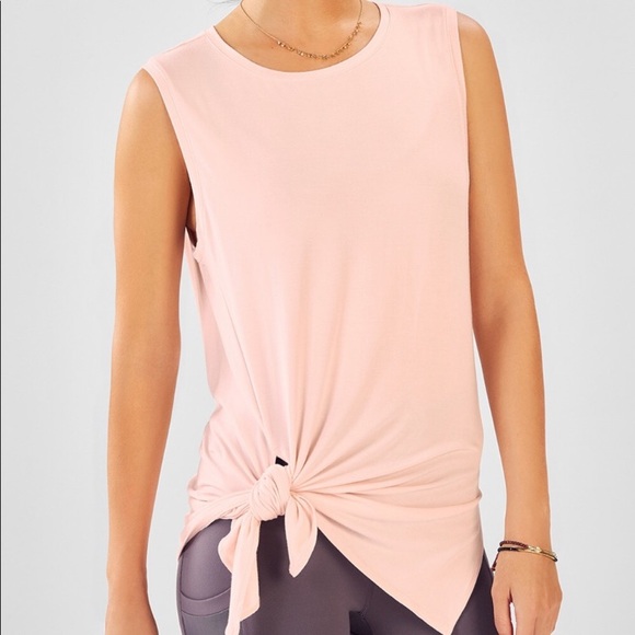 Fabletics Tops - Fabletics Pink Asymmetrical Tie Front Alia Tank